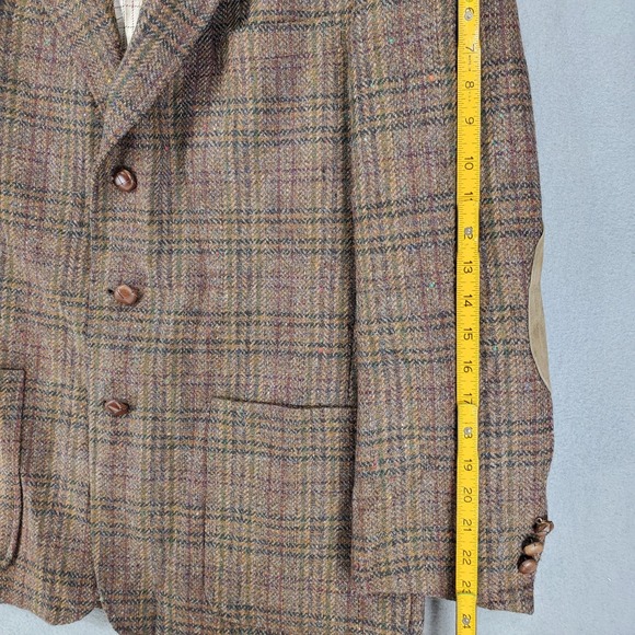 VIntage Tommy Hilfiger Blazer Mens 42R Brown Plaid Tweed Wool 3‎ Button Heritage - Picture 9 of 9